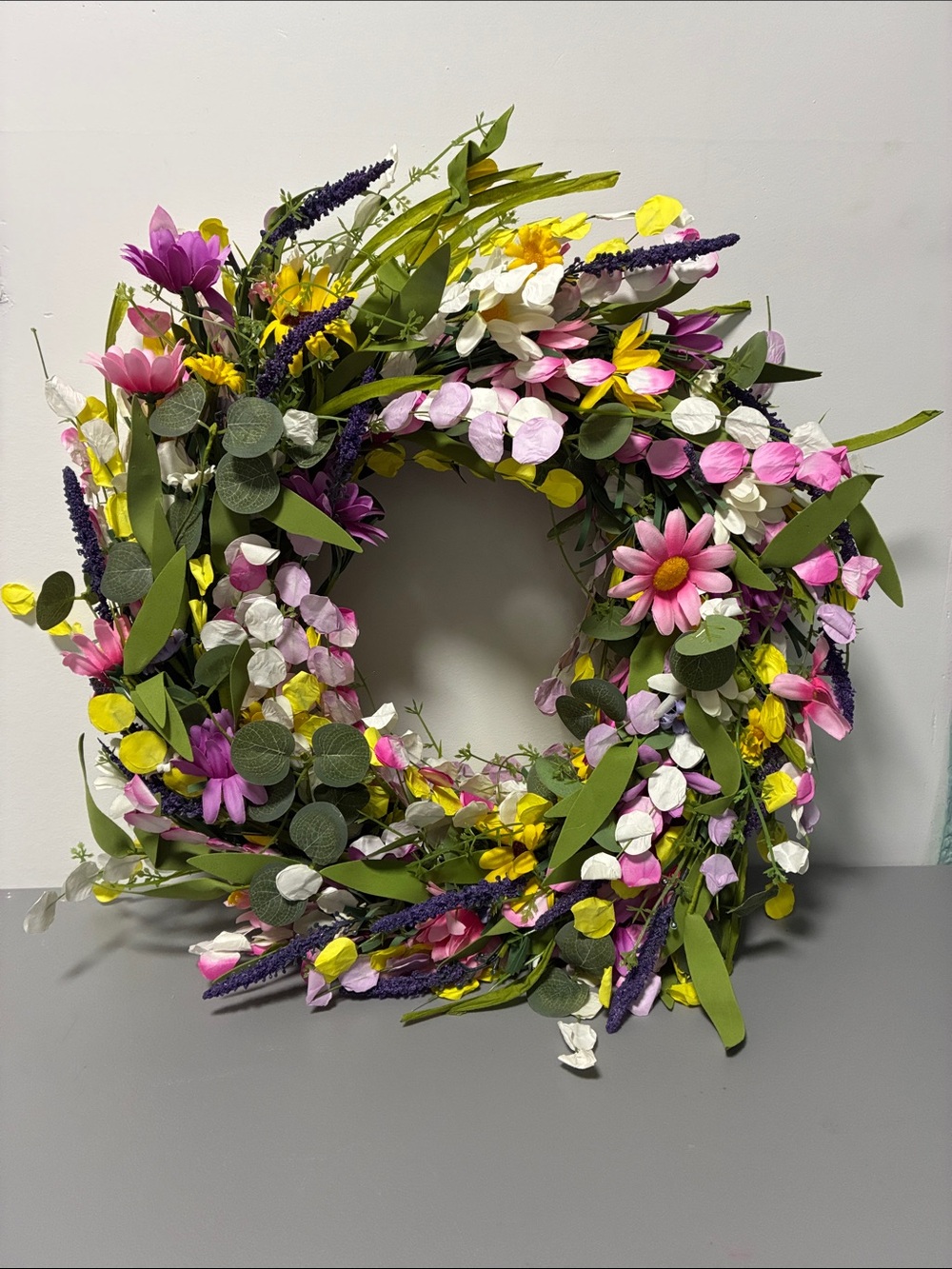 Spring Floral Wreath - Pink & Yellow Home Holiday Decoration